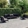 vidaXL 5-tlg. Garten-Lounge-Set mit Kissen Poly Rattan Dunkelgrau