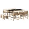 vidaXL 11-tlg. Garten-Essgruppe mit Kissen Beige Poly Rattan