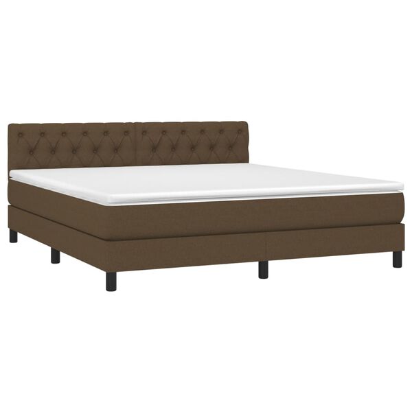 vidaXL Boxspringbett mit Matratze & LED Dunkelbraun 160x200 cm Stoff