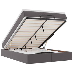 vidaXL Ottoman-Bett mit Matratze Grau 140x200 cm Kunstleder