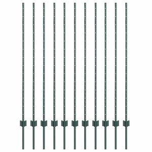 vidaXL Zaunpfosten 11 pcs Gr&uuml;n 140 cm Stahl