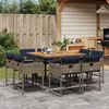 vidaXL 9-tlg. Garten-Essgruppe mit Kissen Grau Poly Rattan