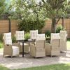 vidaXL Garten Essgruppe mit Kissen 7 pcs Beige Poly-Rattan