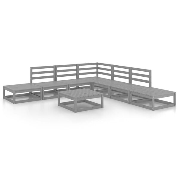vidaXL 8-tlg. Garten-Lounge-Set Grau Massivholz Kiefer