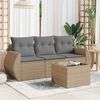 vidaXL 4-tlg. Garten-Sofagarnitur mit Kissen Beige Poly Rattan