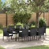 vidaXL Garten Essgruppe mit Kissen 9 pcs Schwarz Poly-Rattan