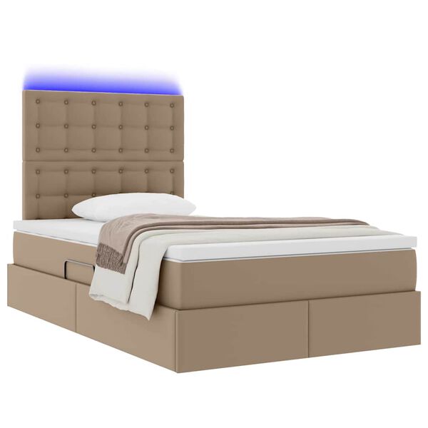 vidaXL Bett mit Stauraum und LED Cappuccino 120 x 200 cm Kunstleder