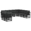 vidaXL Outdoor-Sofagarnitur mit Kissen 8 pcs Schwarz Polyester