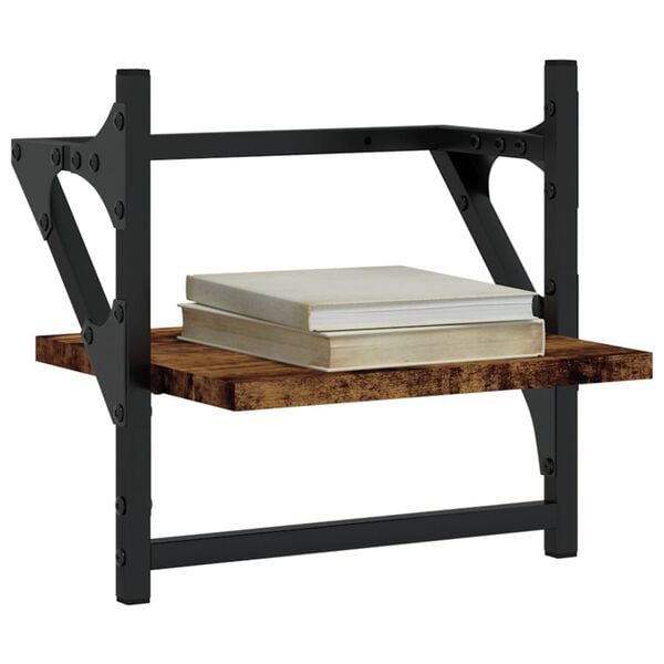 vidaXL Wandregale mit Stangen 2 Stk. Räuchereiche 30x25x30 cm