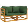 vidaXL Modular-Ecksofas 2 Stk. mit Gr&uuml;nen Kissen Massivholz Akazie