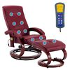 vidaXL Massagesessel mit Fu&szlig;hocker Weinrot Kunstleder