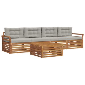 vidaXL Outdoor-Sofagarnitur mit Kissen 5 pcs Nat&uuml;rlich und Hellgrau