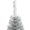vidaXL K&uuml;nstlicher vorbeleuchteter Weihnachtsbaum Silber 120 cm PET