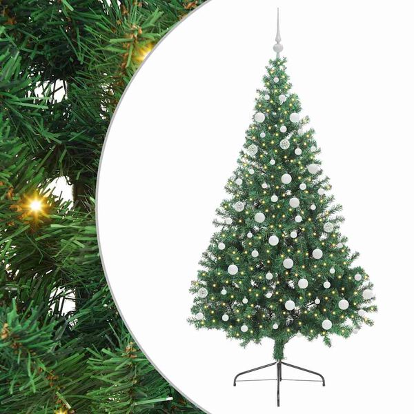 vidaXL K&uuml;nstlicher vorbeleuchteter Weihnachtsbaum Gr&uuml;n 180 cm PVC
