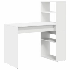 vidaXL Schreibtisch mit Regal Wei&szlig; 113 x 54 x 120 cm Holzwerkstoff