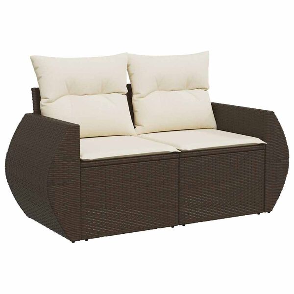vidaXL 11-tlg. Garten-Sofagarnitur mit Kissen Braun Poly Rattan