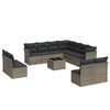 vidaXL 12-tlg. Garten-Sofagarnitur mit Kissen Grau Poly Rattan