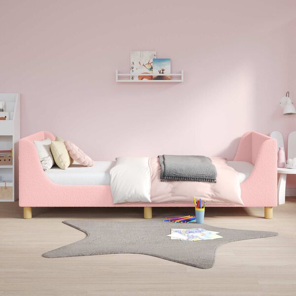 vidaXL Kinderbettgestell mit Kopfteil Rosa 90 x 200 cm Schafstoff