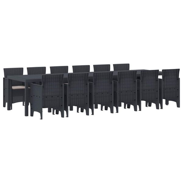 vidaXL Garten Essgruppe 13 pcs Anthrazit Polt Rattan
