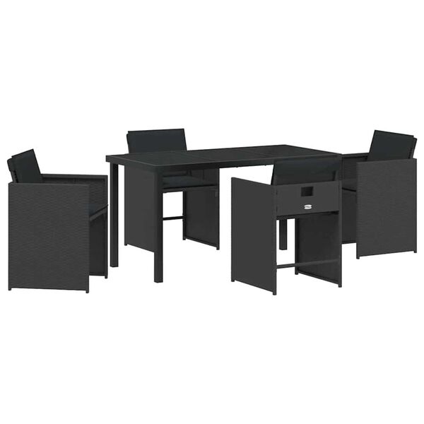 vidaXL Garten Essgruppe 5 pcs Schwarz Poly-Rattan