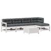 vidaXL 6-tlg. Garten-Lounge-Set mit Kissen Wei&szlig; Massivholz Kiefer