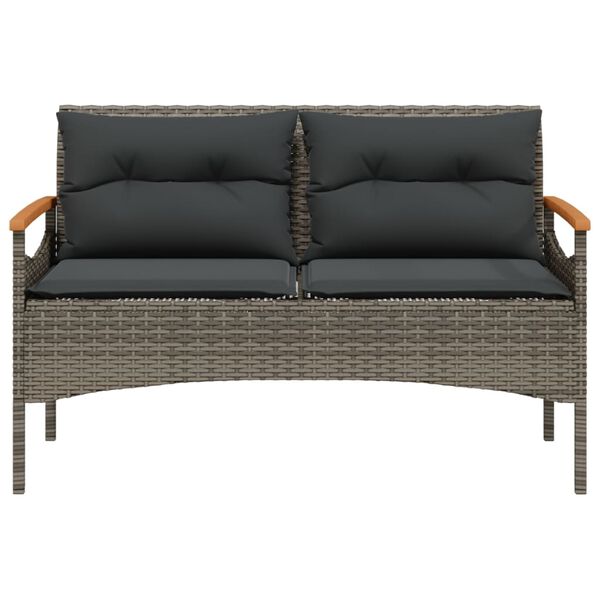 vidaXL 4-tlg. Garten-Sofagarnitur mit Kissen Grau Poly Rattan