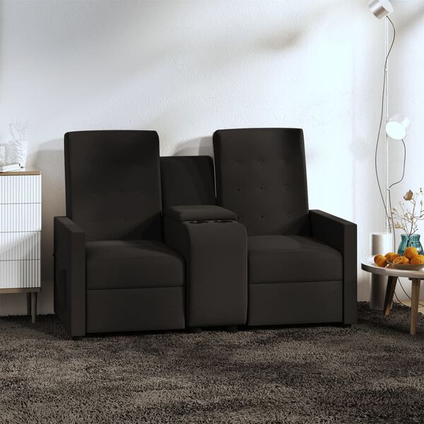 vidaXL Relaxsofa 2-Sitzer mit Getr&auml;nkehalter Schwarz Stoff