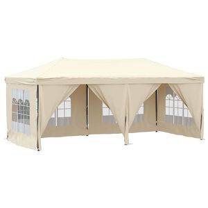 vidaXL Partyzelt Faltbar mit Seitenw&auml;nden Creme 3x6 m