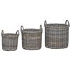 vidaXL Blumentopfkorb mit Speicher 3 Stk. Nat&uuml;rliches Grau Kubu Rattan
