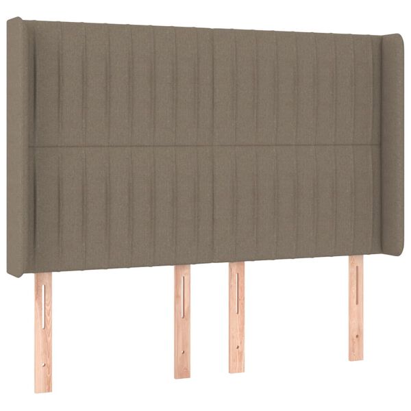 vidaXL LED Kopfteil Taupe 147x16x118/128 cm Stoff