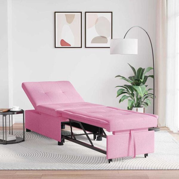 vidaXL Schlafsofa Ausziehbar Rosa 194 x 50 x 82 cm Stoff