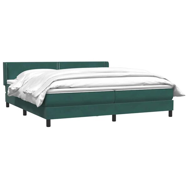 vidaXL Boxspringbett mit Matratze Dunkelgr&uuml;n 200x210 cm Samt
