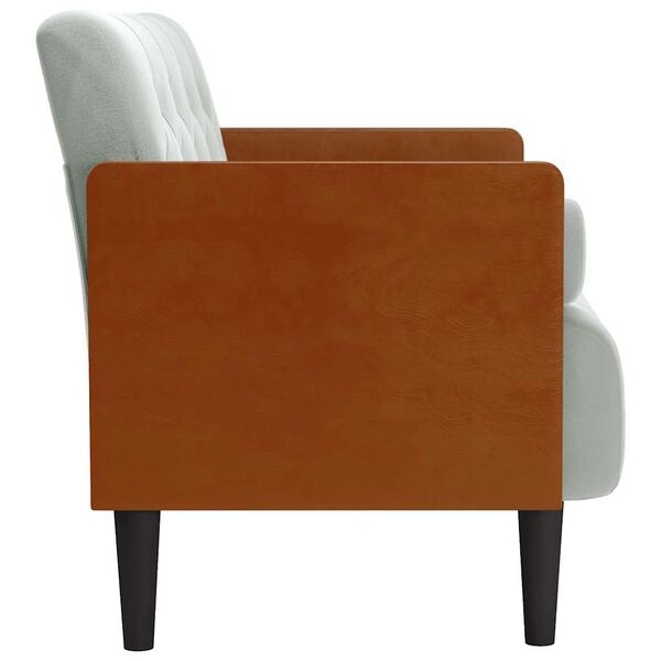 vidaXL Zweisitzer-Sofa mit Nackenrollen Hellgrau 110 cm Samt