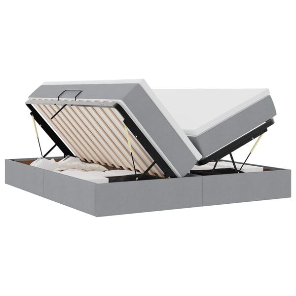 vidaXL Aufbewahrungsbett mit Matratze Hellgrau 180 x 200 cm Polyester