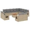 vidaXL 13-tlg. Garten-Sofagarnitur mit Kissen Beige Poly Rattan