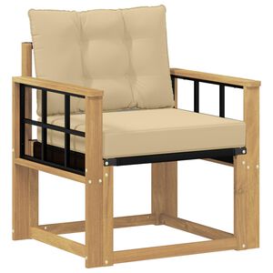 vidaXL Outdoor-Sofa Massives Akazienholz und Textilene Wei&szlig;