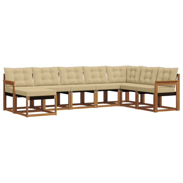 vidaXL Outdoor-Sofagarnitur mit Kissen 8 pcs Natur und Beige