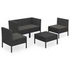 vidaXL 5-tlg. Garten-Lounge-Set mit Auflagen Poly Rattan Schwarz