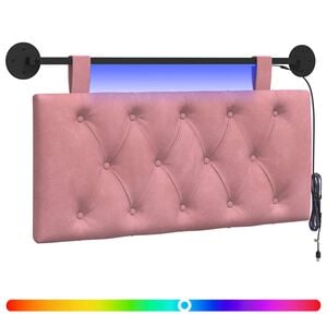 vidaXL H&auml;ngendes Kopfteil Mit LED Licht Rosa Samt