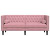 vidaXL Chesterfield-Sofa mit Nackenrollen 2-Sitzer Rosa Samt