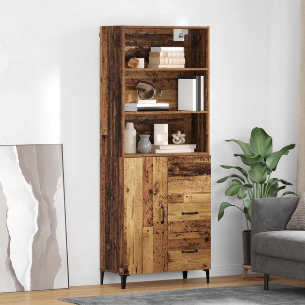 vidaXL Highboard Altholz 69,5 x 34 x 180 cm Holzwerkstoff