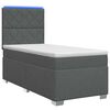 vidaXL Boxspringbett mit Matratze und LED Dunkelgrau 90 x 190 cm Stoff