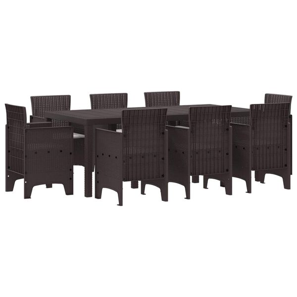 vidaXL Garten Essgruppe 9 pcs Braun Polt Rattan