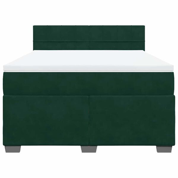 vidaXL Boxspringbett mit Matratze Dunkelgr&uuml;n 140x190 cm Samt