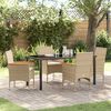 vidaXL Garten Essgruppe mit Kissen 5 pcs Beige Poly-Rattan