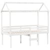 vidaXL Hochbett mit Dach Wei&szlig; 90x200 cm Massivholz Kiefer