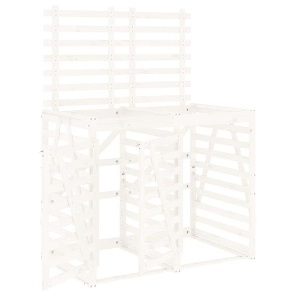 vidaXL M&uuml;lltonnenbox f&uuml;r 2 Tonnen Wei&szlig; Massivholz Kiefer