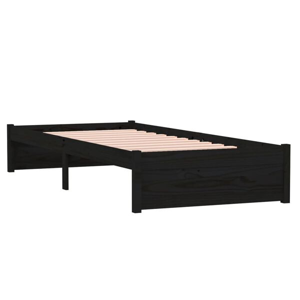 vidaXL Massivholzbett ohne Matratze Schwarz 75x190 cm