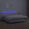 vidaXL Boxspringbett mit Matratze & LED Creme 160x200 cm Kunstleder