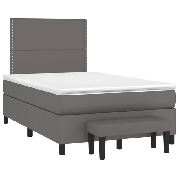 vidaXL Boxspringbett mit Matratze Grau 120x190 cm Kunstleder